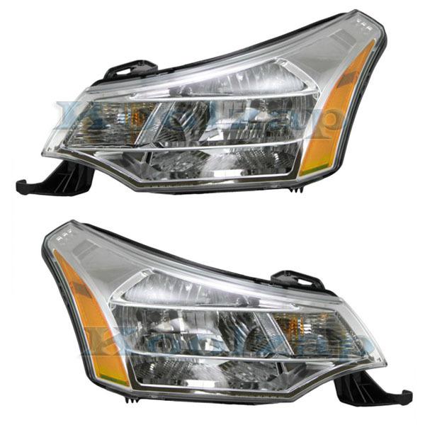 08-11 focus headlight headlamp chrome head light lamp left & right side set pair