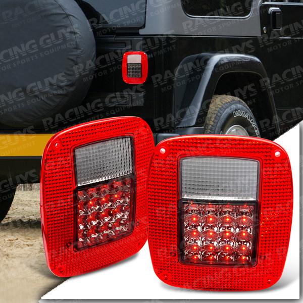 Jeep wrangler 87-06 led rear tail brake signal lights tj cj yj backup lamps pair