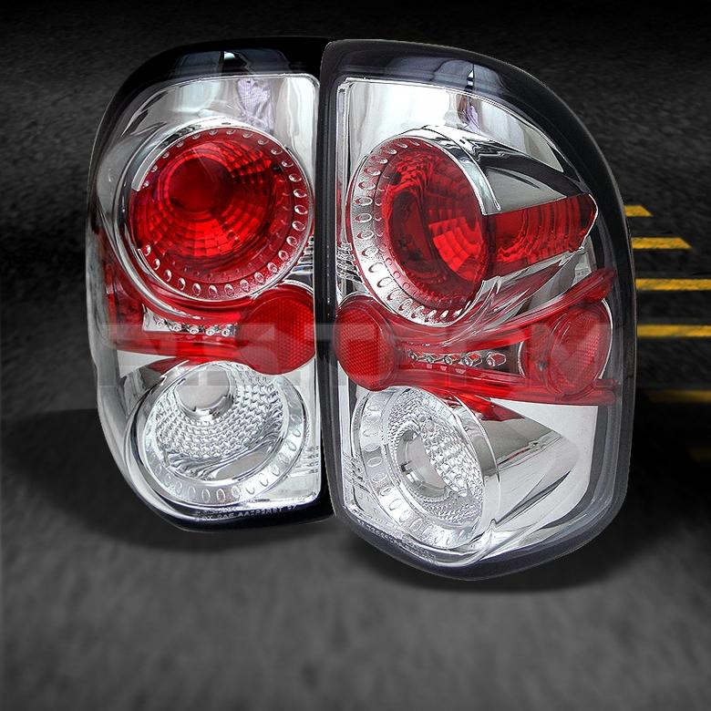 97-04 dodge dakota pickup chrome clear tail lights lamps left+right