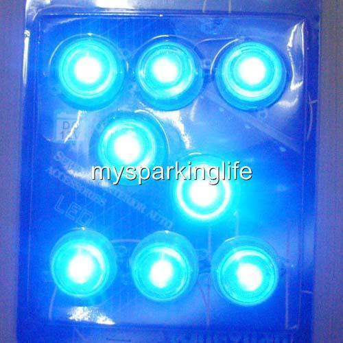 8 x round underbody under car motor auto neon led blue light kit