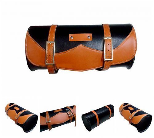 Universal fit motorcycle faux leather bag motorbike tool roll saddle bag