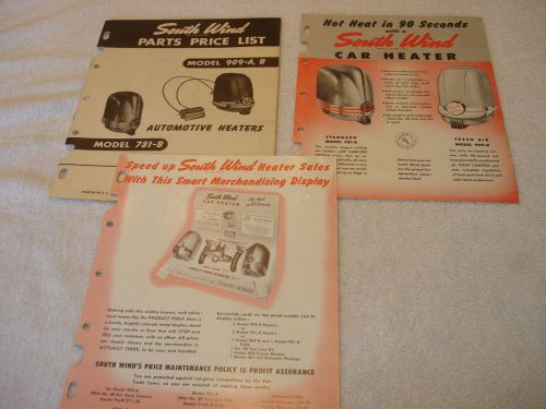 South wind car heater parts catalog, brochures &amp; price sheets 1950