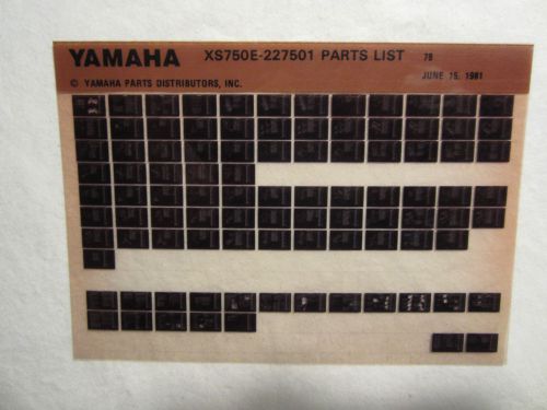 1978 yamaha motorcycle xs750e-227501 microfiche parts catalog xs 750 e 227501