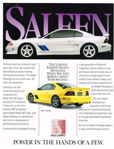 1995 saleen mustang s351 specs brochure facts ford literature collectible 95