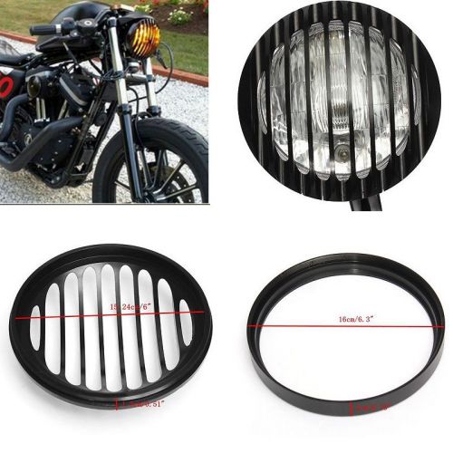 Black 5  cnc aluminum headlight grill cover for harley sportster xl dyna softail