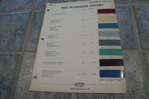 1952 plymouth dupont duco delux color chip paint sample - vintage