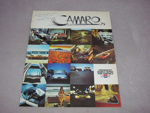 1975 chevrolet camaro dealer brochure, 6 pgs, 350 v8,rally sport,type lt,options