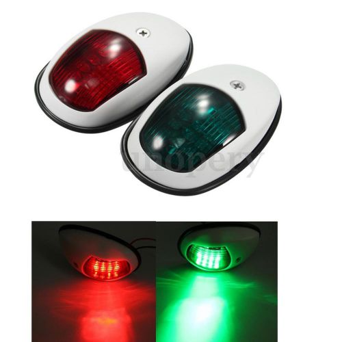 Pair navigation bow led lights red &amp; green marine boat lights 12v 10w sl76624