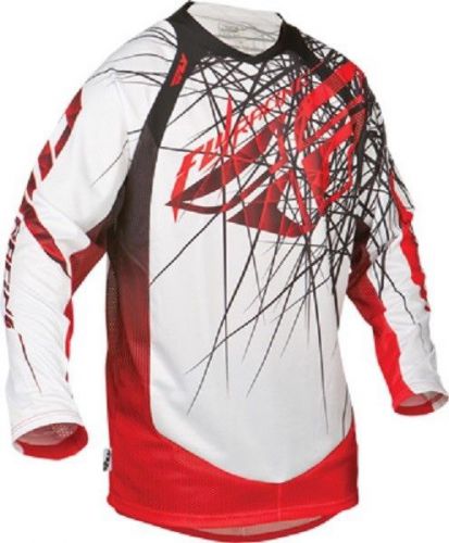 Fly racing &#034;evolution&#034; 2.0 white red jersey motocross off road youth kids