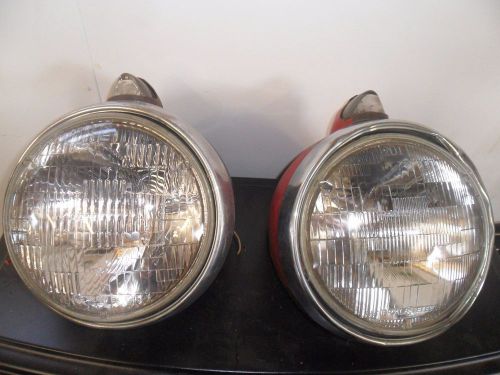 Vintage white semi truck head lights with signals