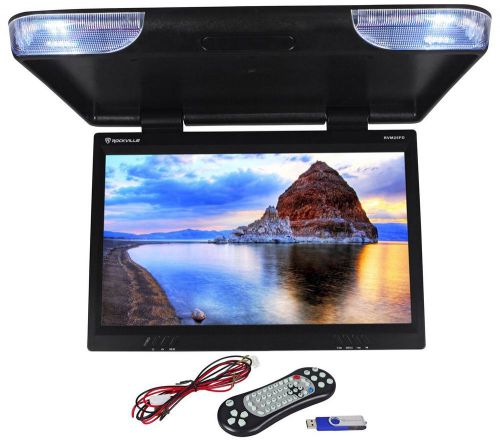 Rockville rvm25fd-bk 25&#034; tft black flip down car monitor w/ usb/sd/video games