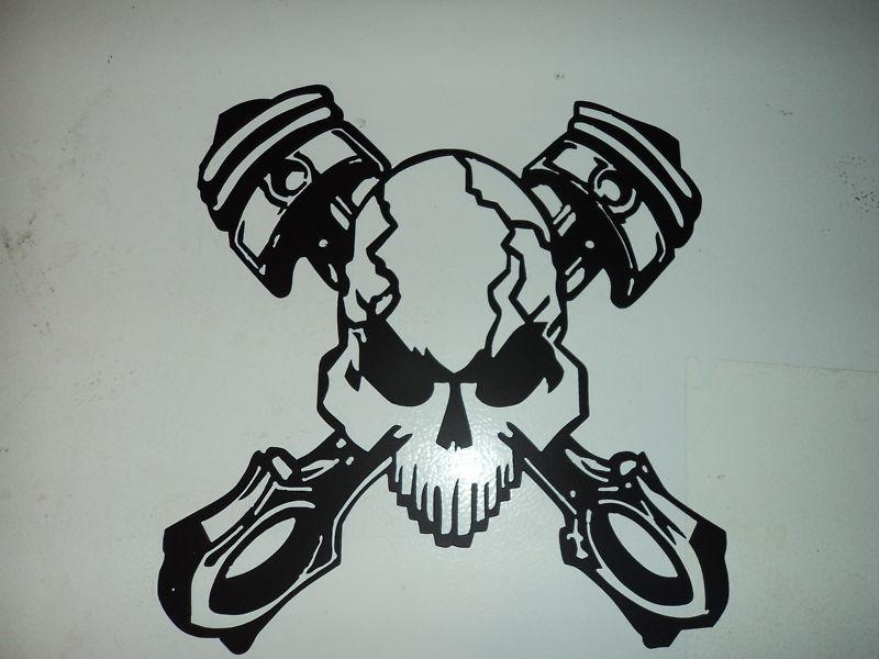 Harley davidson - piston skull - custom sign and powder coated (flat black)
