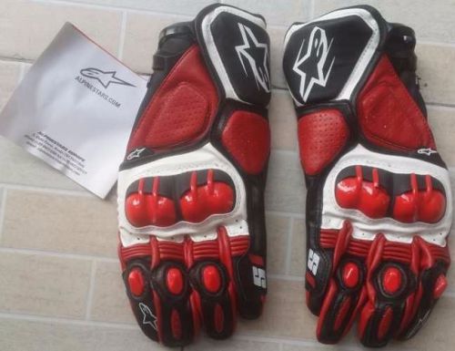 Red riding #103 street racing motorcycle gloves size large