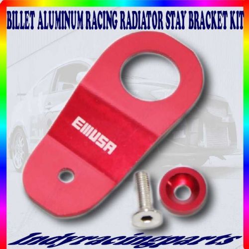 Billet aluminum red radiator stay bracket kit 96-00 civic ek 00-09 s2000 ap1