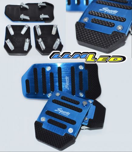 3pcs blue aluminum non-slip vehicle car pedals sports manual  cover set