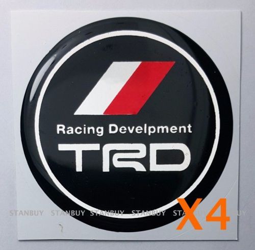 4pc. trd sticker rasin racing rasin wheel (1.77&#034;)  center caps emblem logo decal