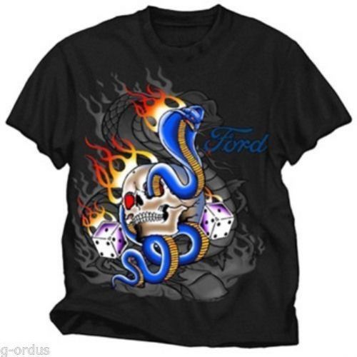 New ford mustang cobra snake eyes dice &amp; skull size l xxl xxxl black shirt!