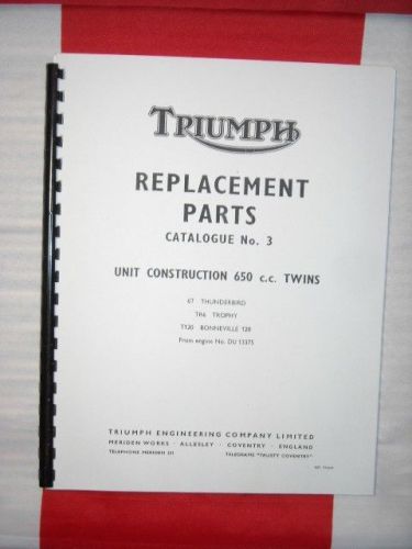 Parts manual fits triumph 1965 t120 bonneville tr6 trophy 6t thunderbird 650cc
