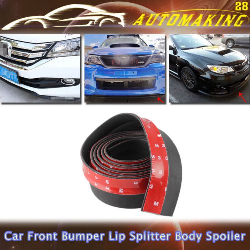 2&#034;×98&#034; universal rubber front bumper lip splitter valence chin spoiler body trim