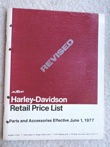 1977 harley davidson retail price list parts &amp; accessories