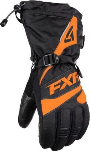 Fxr mens fuel black / orange cold weather snowmobile gloves - large - new