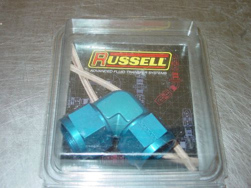 Russell 614516 blue anodized 16an adapter swivel fitting 90 deg female mustang