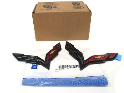 2014-2015 chevrolete corvette front &amp; rear bumper cover emblem badge set oem new