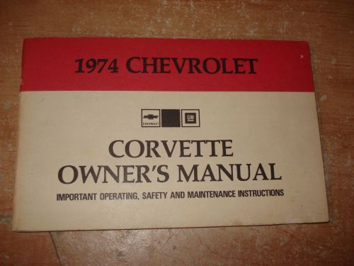 1974 chevy corvette owners manual glove box book