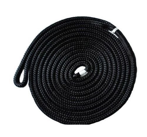 New 35&#039;x5/8&#034; dock line for boat,  double braided (black), mooring rope