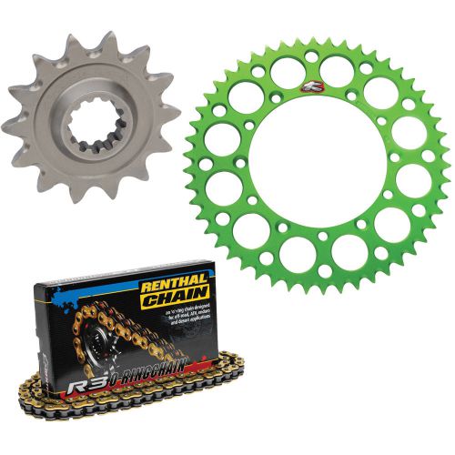 Renthal 520 chain &amp; 14-48 sprocket kit green for 1991-1994 kawasaki kdx250