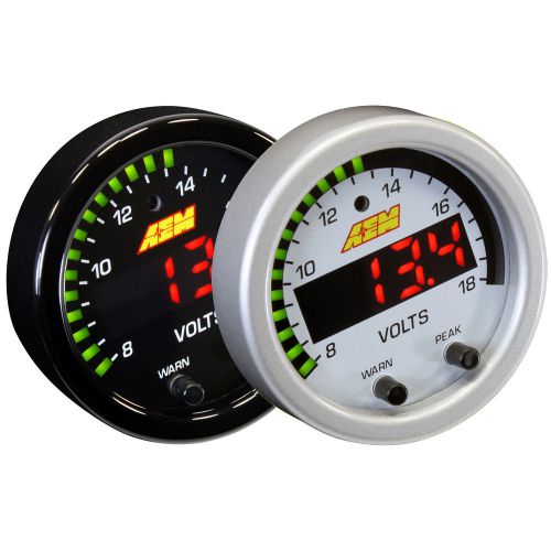 Aem 30-0303 52mm digital voltage / voltmeter / volts gauge 8~18v w/ white kit