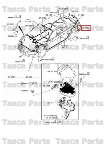 New oem rear no. 4 wiring harness 2009-13 mazda 6 w/ fob type key #gs3r-67-150a