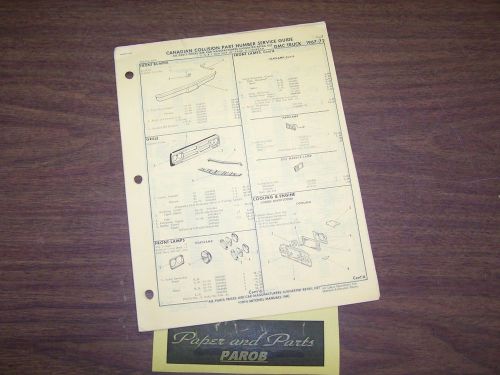 Canadian gmc pickup truck an suburban oem part number list 1967 1968 69 70 71 72