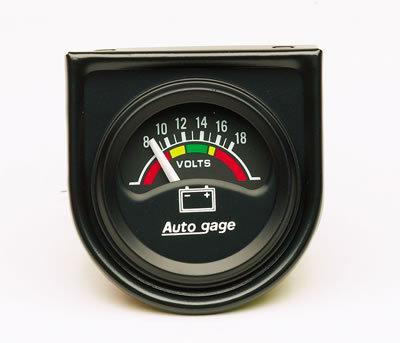 Auto gage electrical voltmeter gauge 1 1/2" dia black face 2356