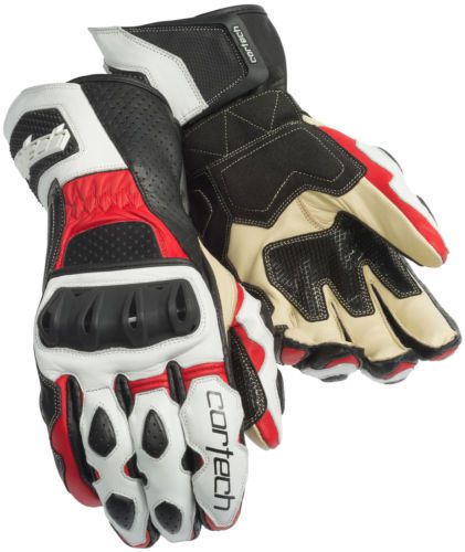 Cortech latigo 2 rr street road race leather motorcycle gloves white red sm