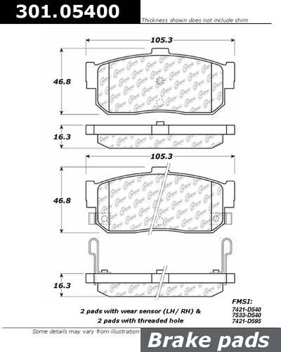 Centric 301.05400 brake pad or shoe, rear-premium ceramic brake pad w/shims