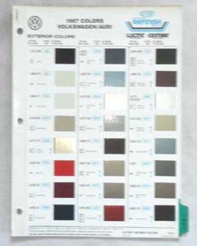 1987 volkswagen dupont color paint chip chart all models original vw