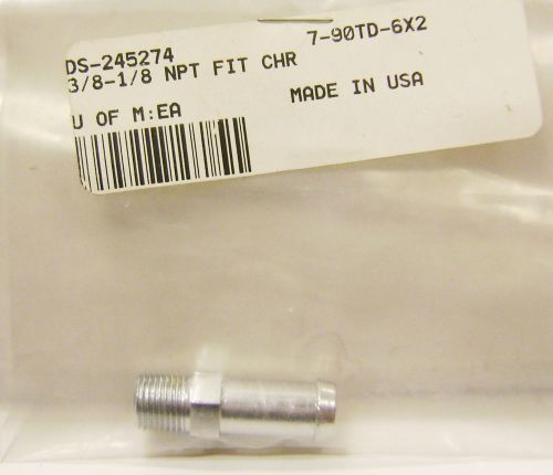 New chrome male straight oil fitting # ds-245274 3/8&#034;-1/8&#034; npt 7-90td-6x2