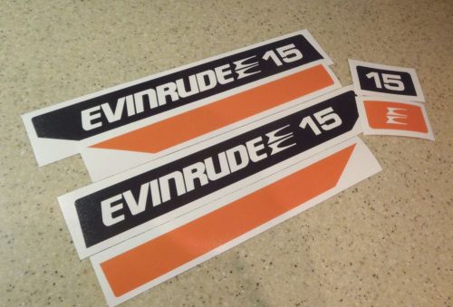 Evinrude outboard vintage decal kit 15 hp blk/org free ship + free fish decal!