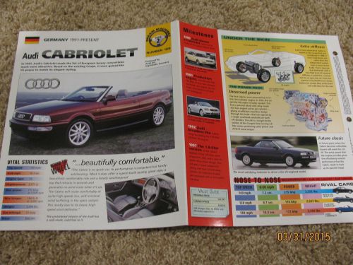 ★★ audi cabriolet - collector brochure - spec sheet - photo 1991+ ★★