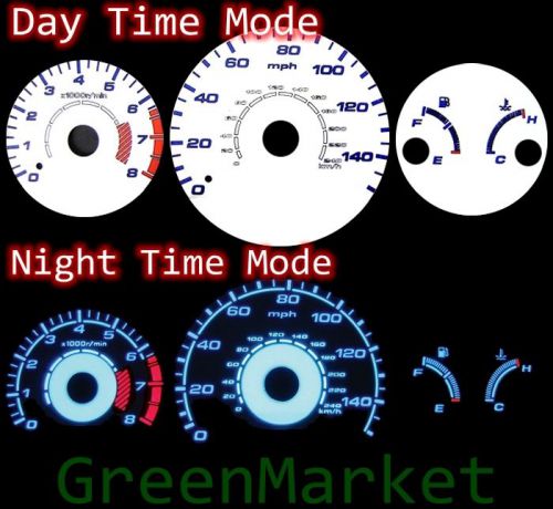 98-02 honda accord mt white face blue indiglo glow gauges