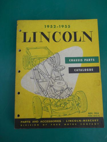 1952-1955 lincoln chassis parts &amp; accessories catalog vintage original nov. 1954