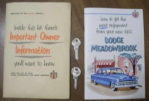 1953 dodge meadowbrook original folder,owners manual,2 uncut blank keys,yale