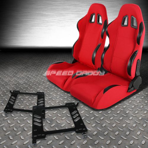 Pair type-4 reclining red pvc racing seat+bracket for 90-99 toyota mr2 sw20