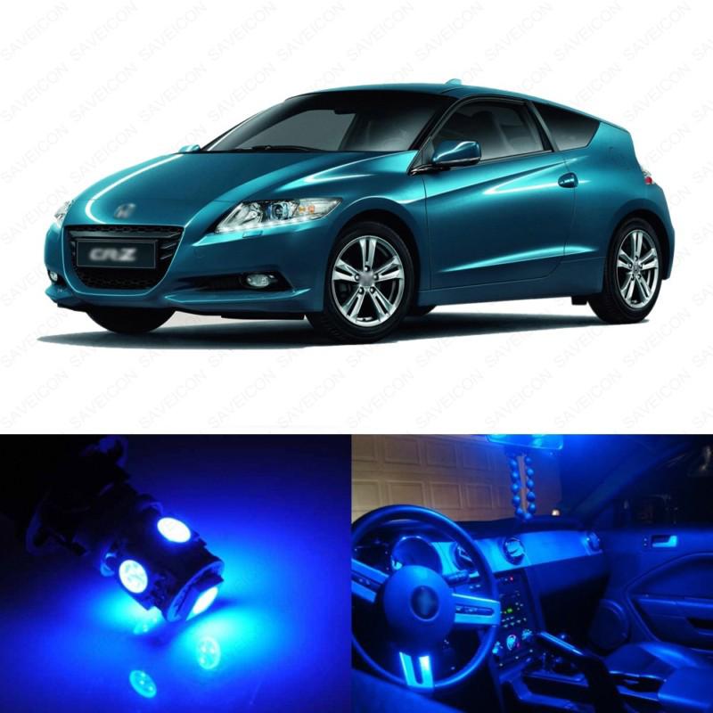 9 x ultra blue led interior lights package for 2011 - 2013 honda cr-z crz