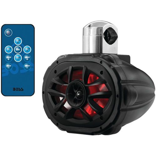 New boss mrwt69rgb 6&#034; x 9&#034; 600-watt 2-way marine wake tower speaker wi