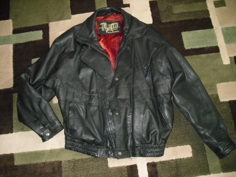 Vintage motorcycle jacket coat black leather size xl extra large biker 