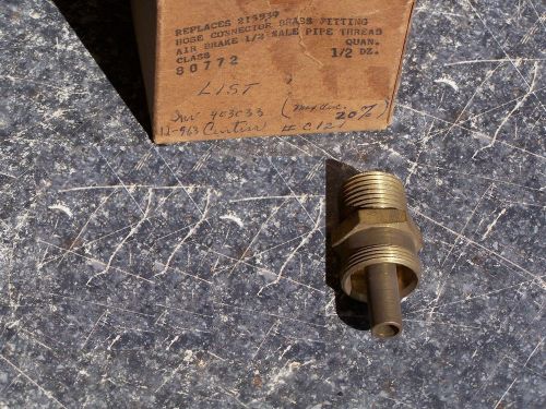 Vintage gmc heavy truck air brake hose connector brass fitting, 1/2&#034; male thread