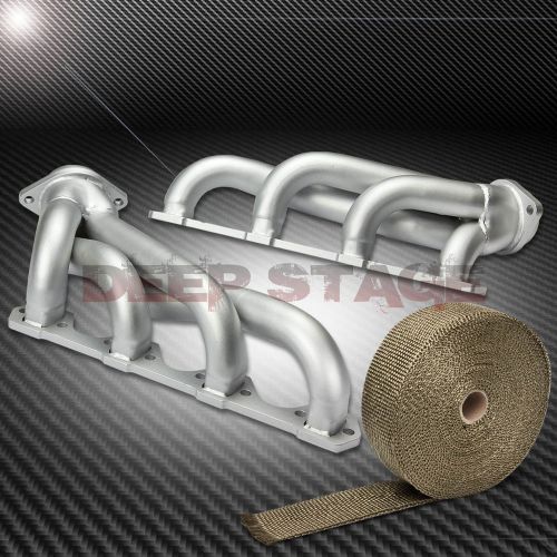 Fits 79-93 mustang v8 stainless ceramic coated exhaust header+titanium heat wrap