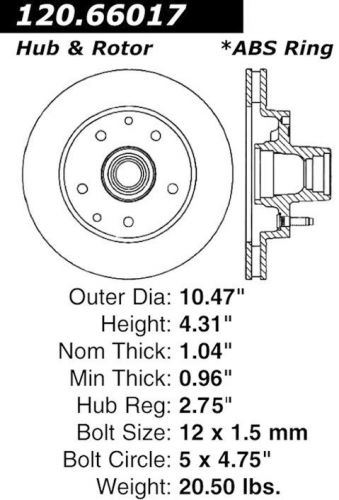 Centric parts 120.66017 front premium brake rotor